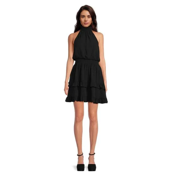 Bcbg Paris High Neck Halter Smocked Ruffle Mini Dress, Sizes XS - XXL
